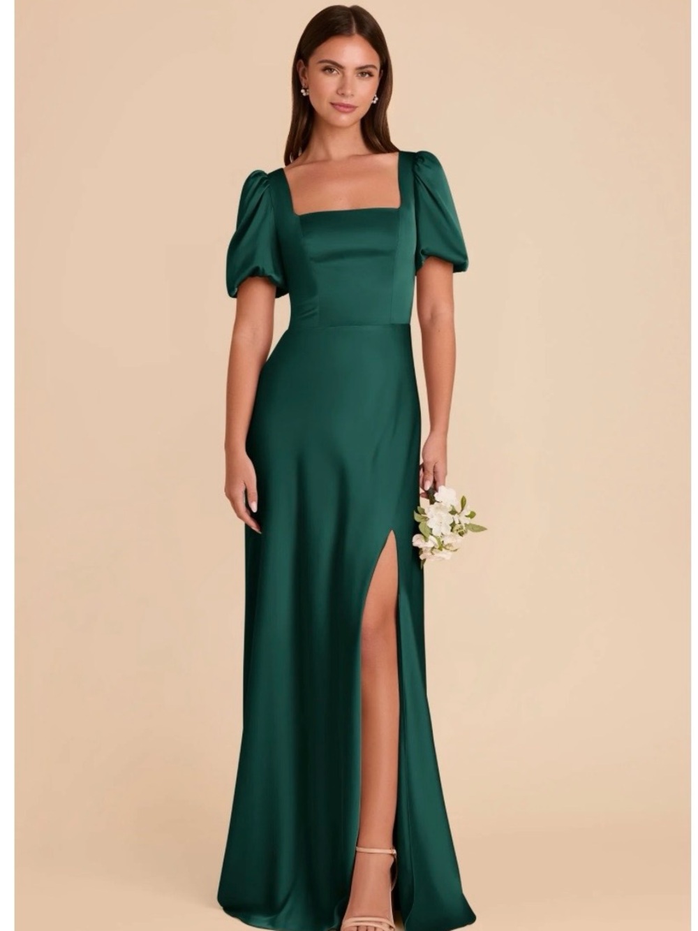 NWT Birdie Grey Judy Dress Matte Satin Emerald Size L